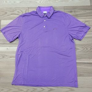Greg Norman Shirt Purple Play Dry Short Sleeve Polo Striped Men’s Gold Short XL